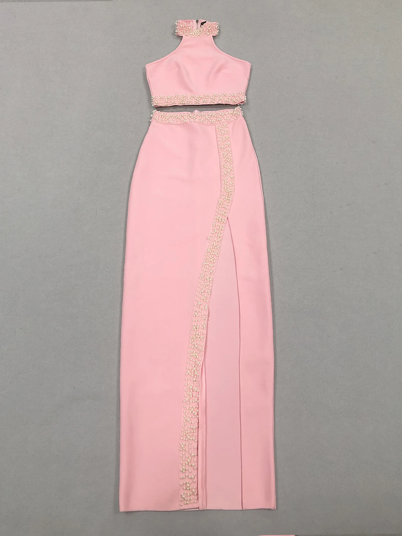 High Quality Women'S Pink Bandage 2-Piece Set, Sexy And