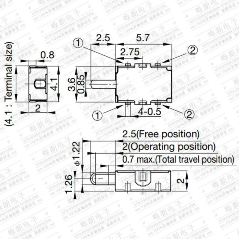 10Pcs Japanese Big Turtle Type Miniature Travel Limit Switch Patch 6 Feet Reset Micro-motion Side Button Switch