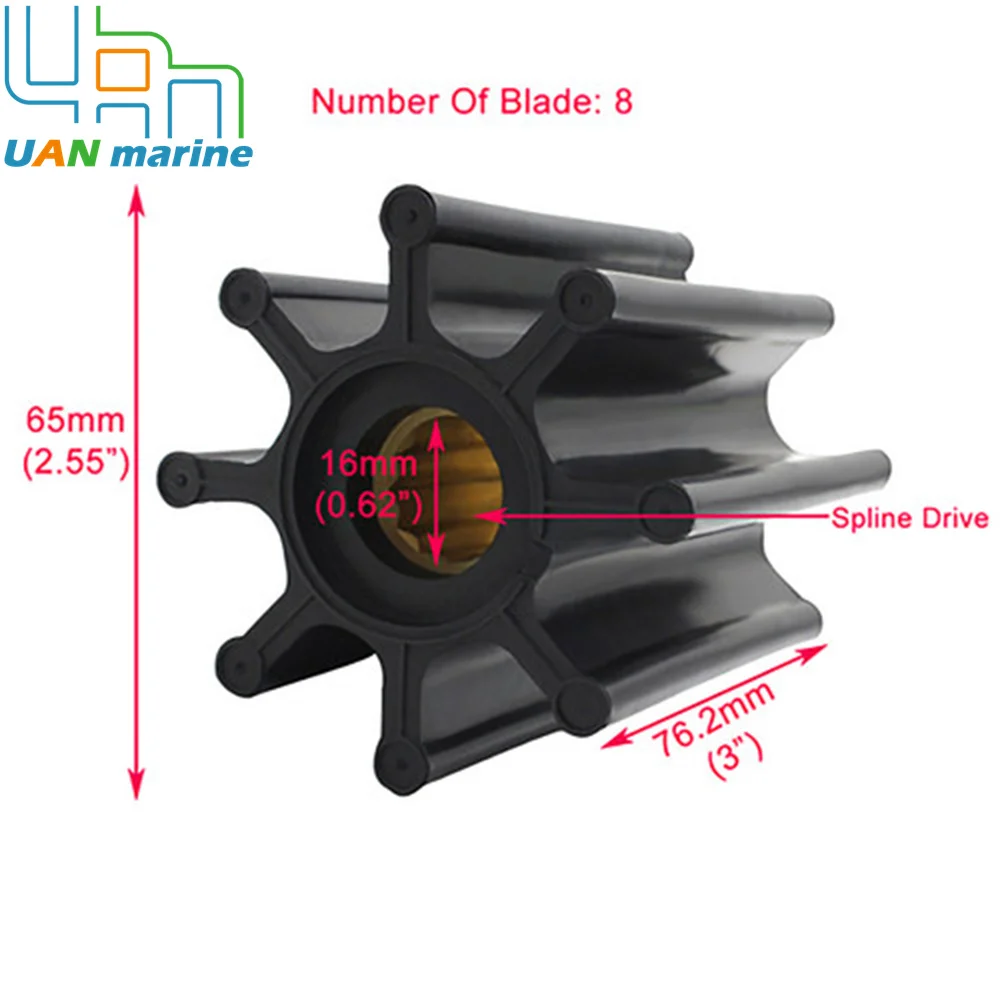 Impulsor flexível para bomba de água do mar 3588476, Volvo Psvane 21730348 381757 3593573 3583602 3588476