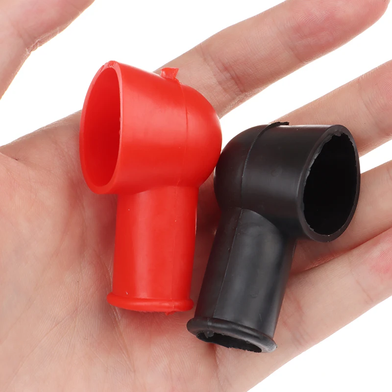 Battery Terminals Car Battery Cover 2pcs Rubber Car Motorcycles Battery Negative Positive Terminal Cover Cap Boot Insulating Protector Replacement Batteries Acc