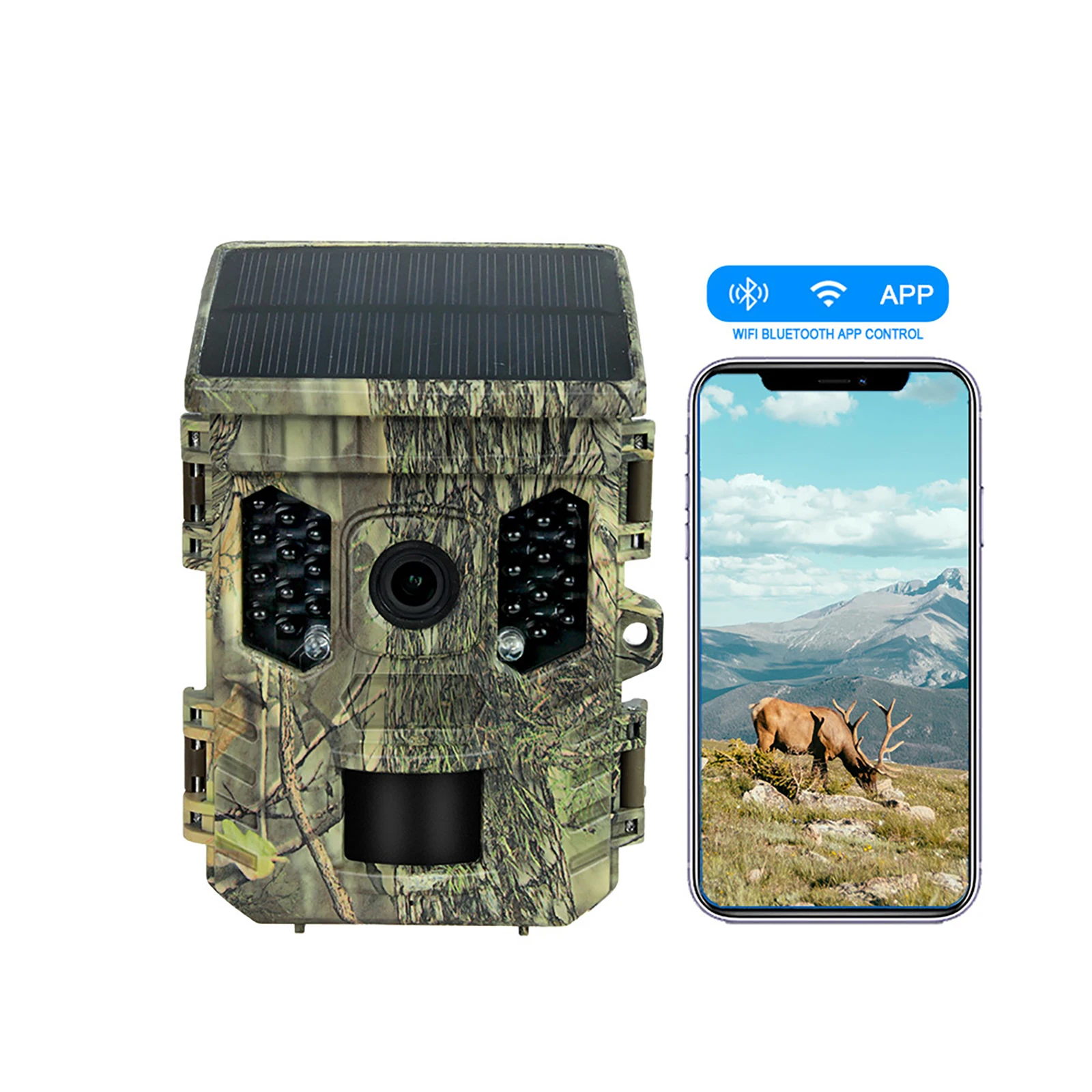 HIFAM 32MP Trail Camera, Solar Panel Trail Cam with 2.0&rdquo; HD TFT Screen Hunting Camera for Wildlife Monitoring Mini Game Camera