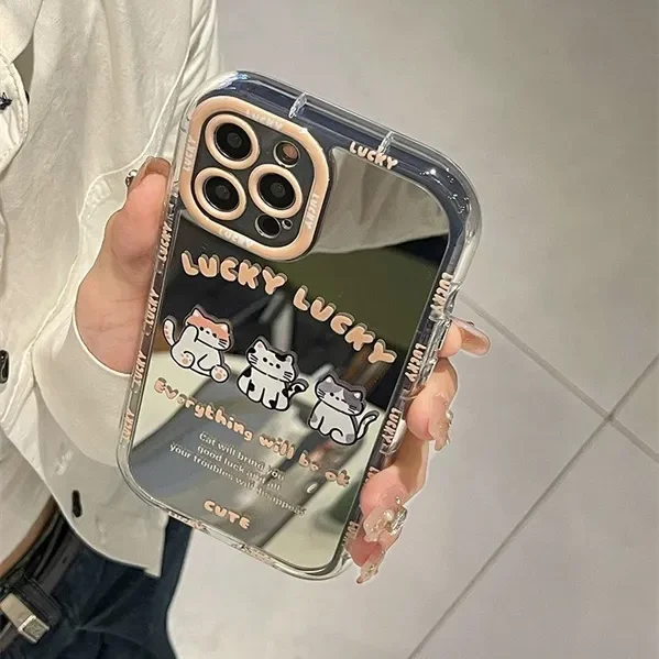 thumbnail image 1 of Funda de teléfono Kawaii Sanrio Kitty Kuromi con espejo estilo Graffiti para Iphone 15 15Pro 15Promax 14 13 12 11 Xr, funda anticaída incluida, 1 of 5