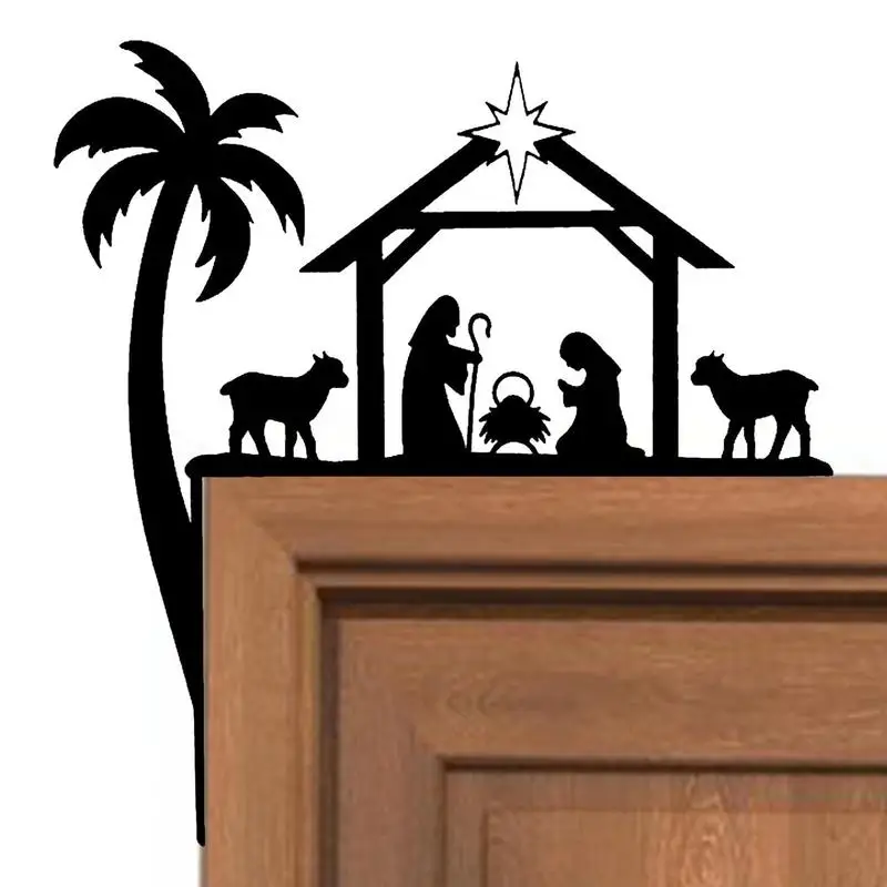 

Christmas Door Corner Frame Decorations Wooden Frame Sign Santa Nativity Scene Corner Decoration for Festival Door Ornament