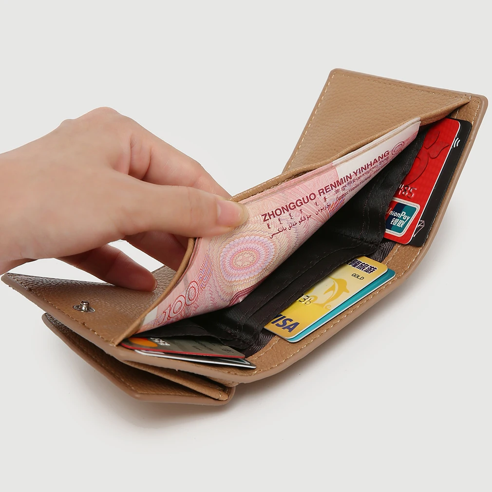 Women PU Leather Purses Cowhide Wallets Small Coin Pocket Rfid Card Holder Mini Money Bag Portable Clutch