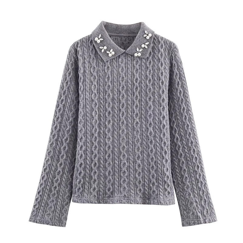 Chic Autumn Knitted Pullover Women Elegant Jewelry Collar Sweater Fashion Casual Long Sleeve Female Knitwear Sweaters Top ﻿