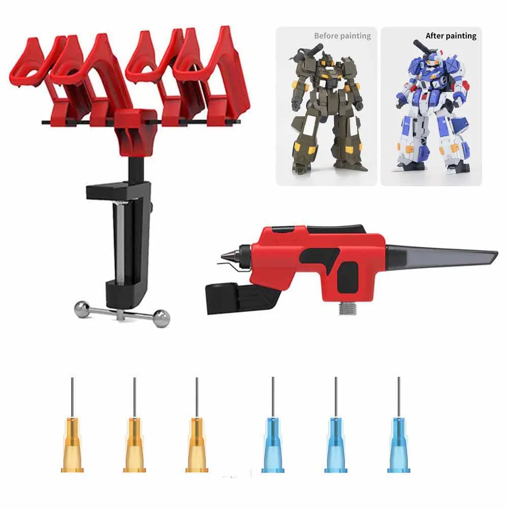 Wash-Free Airbrush with Marker Rack for Gundam Scale Model Painting Tools Quick Paint Change Hobby DIY Craft Tools