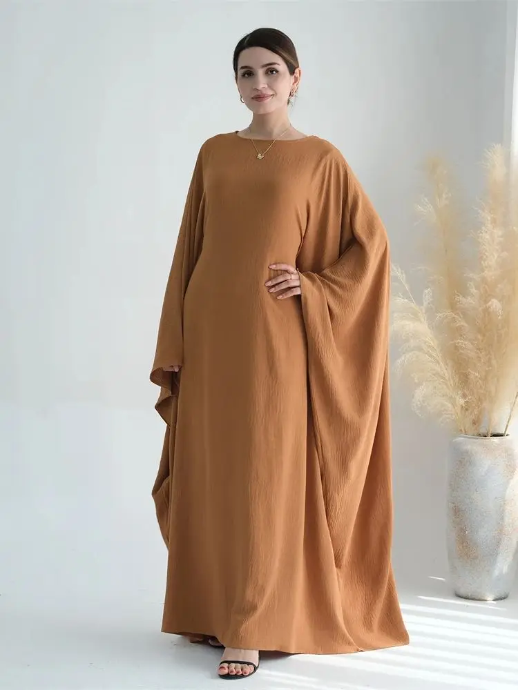 Ramadan Eid Crepe Batwing Butterfly Modest Abaya Dubai Luxury 2024 Muslim Jersey Hijabs Kaftan Dress For Women Kebaya Vestidos - Image 4