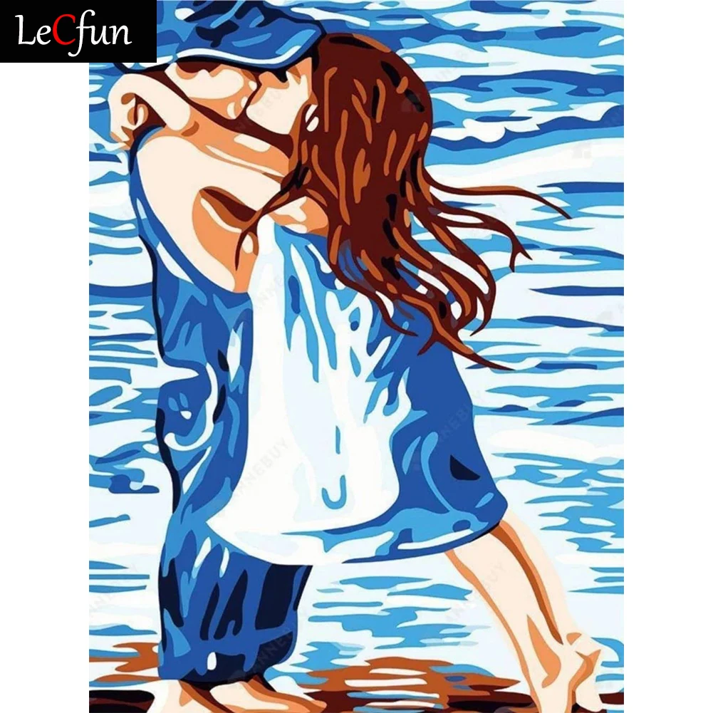 LeCfun Blue Ocean Couples Diamond Painting Kits 5D Full Drill Diamonds Art Square/Round Gem Dotz Rhineston Home Decor |