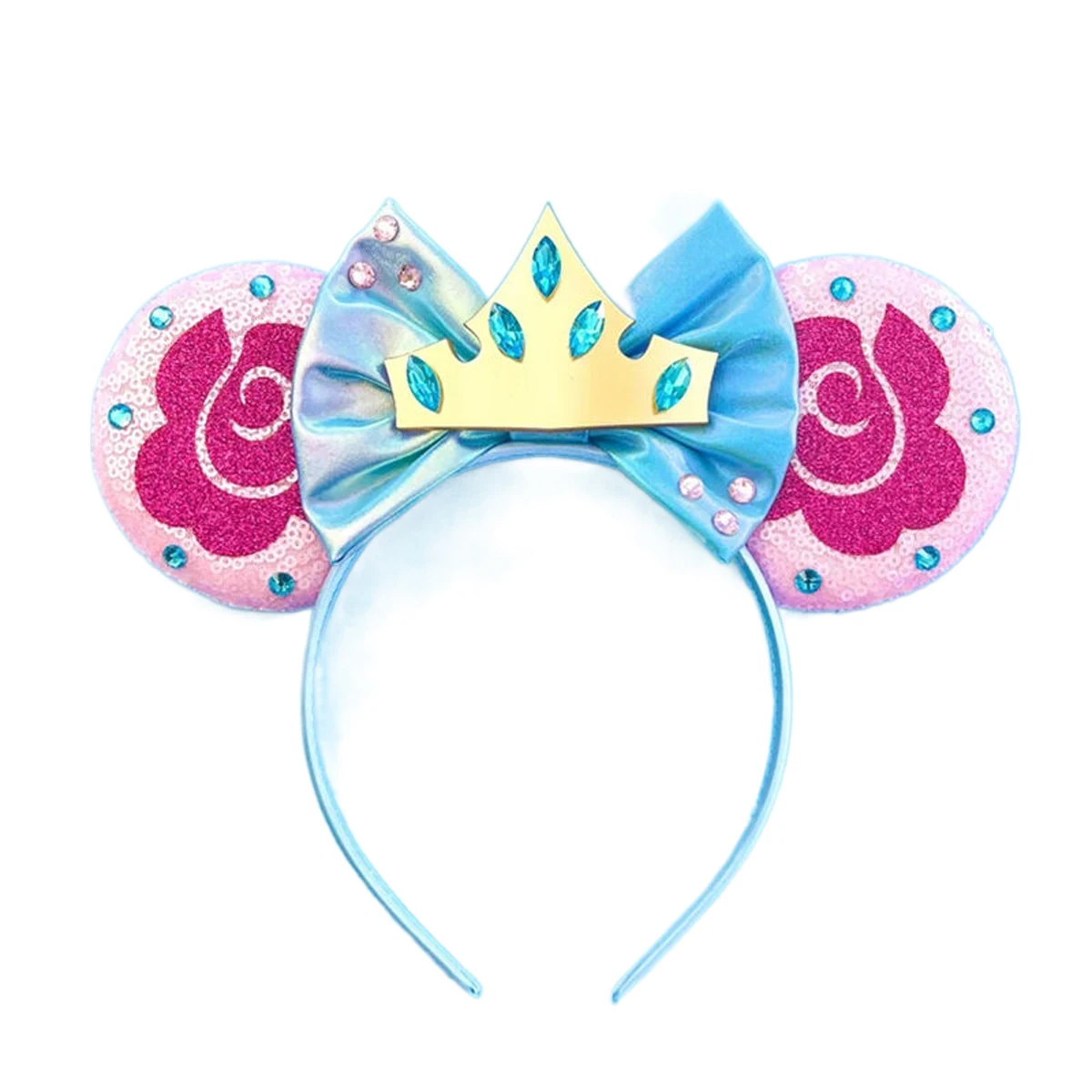 Mickey Mouse Princess Headband Ears Rapunzel Hair Band Sequin Bow Headwear For Kids Women Girls hair bands hair accessories hair headband accessories cosplay accessories