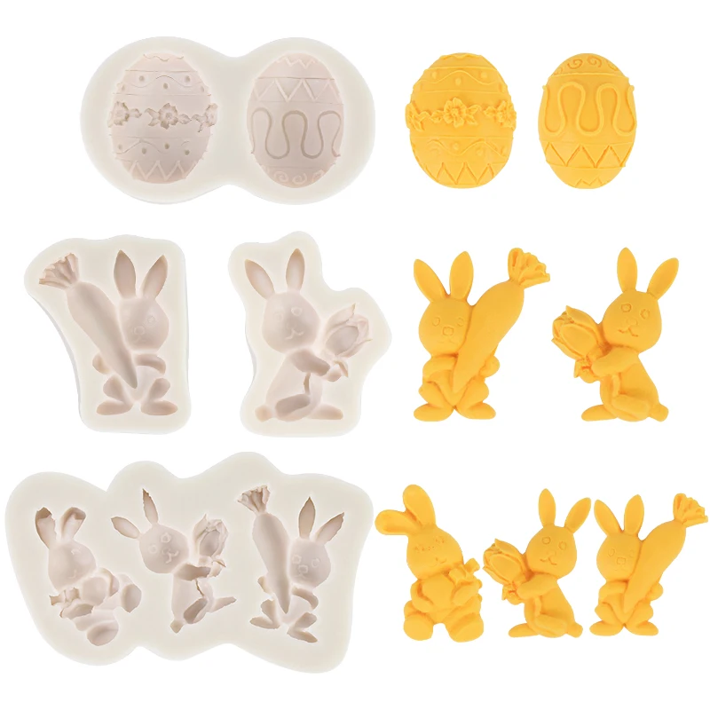 Easter Rabbit Silicone Mold Biscuit DIY Pastry Fondant Moulds Easter Party Home Baking Tool Birthday Party Cake Decoration
