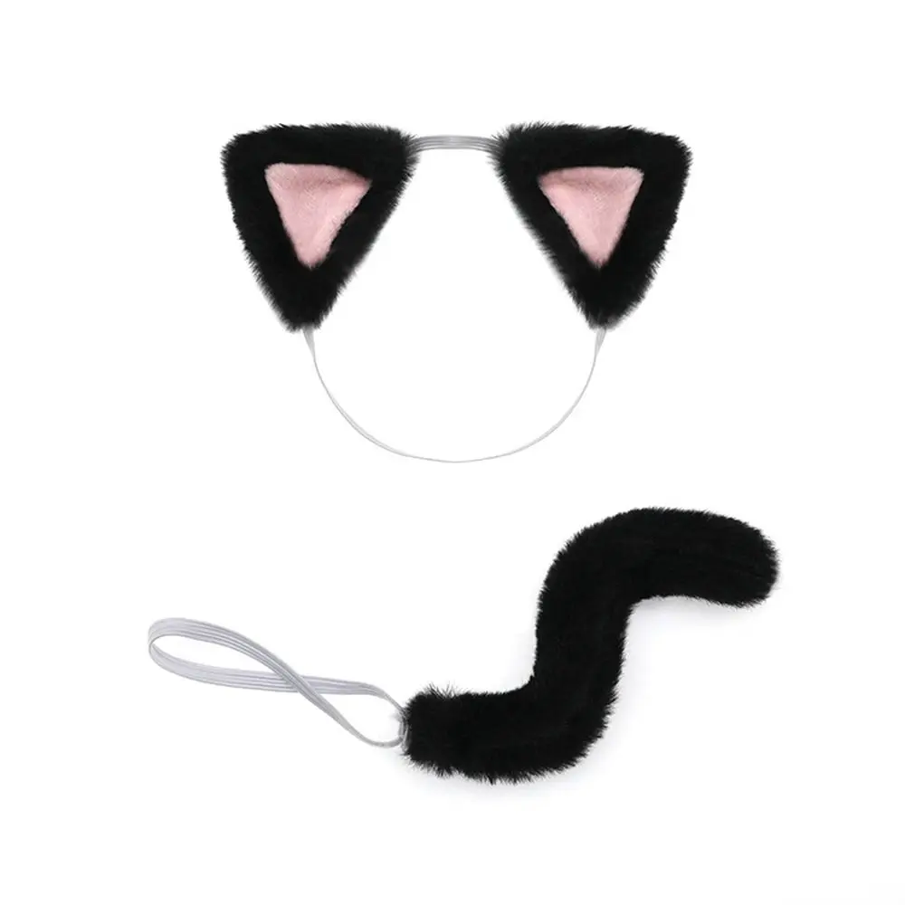 20cm Puppen Zubehör niedlichen Plüsch Katzen ohr Stirnband haarigen Schwanz für Baumwolle Stofftiere Kopf bedeckung Idol Puppen Haar Dekor – Detail 2