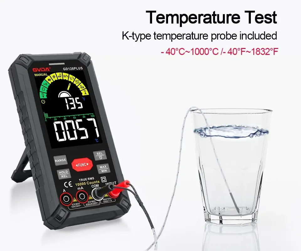 Smart Rechargeable Digital Multimeter True RMS 9999 Counts 1000V 10 ADC AC Voltage Current Multimeter Color LCD Multitester