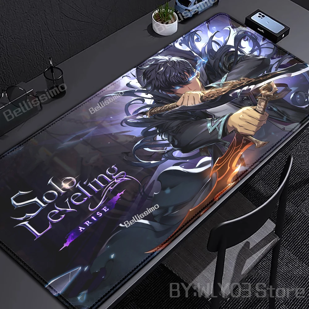 Premium Anime Solo Leveling Gaming Desk Mat - Extra-Large Non-slip HD Mouse Pad with Locking Edges (90x40cm)