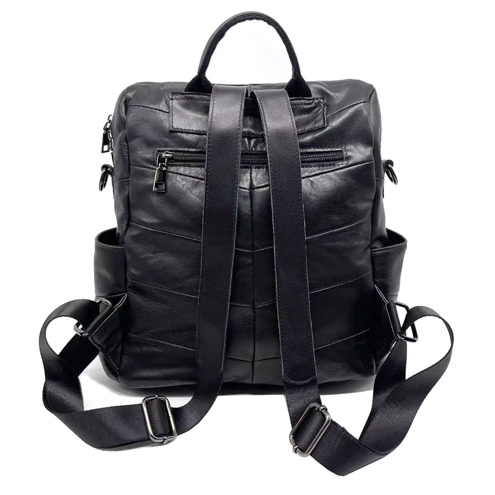 Zaino casual quotidiano in pelle di mucca Borse a tracolla multifunzionali in vera pelle da donna Borsa da viaggio in pelle di vacchetta alla moda da donna - immagine 2
