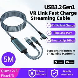 High-Speed USB3.2 Gen1 VR Link Cable with Quick Charge 9V 2A and 5Gbps USB-C Data Transfer (Upgraded VR Link 5M)