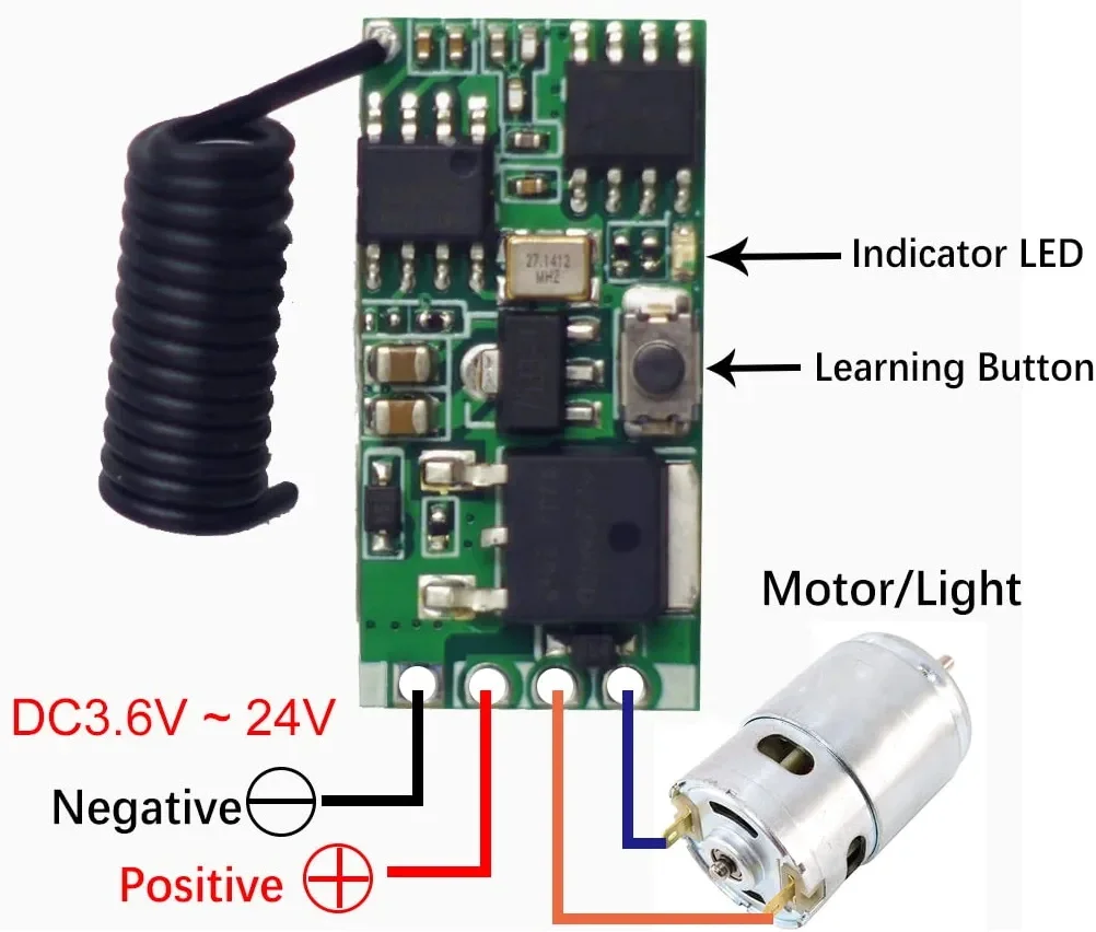 무선 디밍 가능 및 가변 속도 모듈 3.6V 6V 12V 24V DC 모터 속도 컨트롤러 5A 원격 제어 전등 스위치 조광기 모토