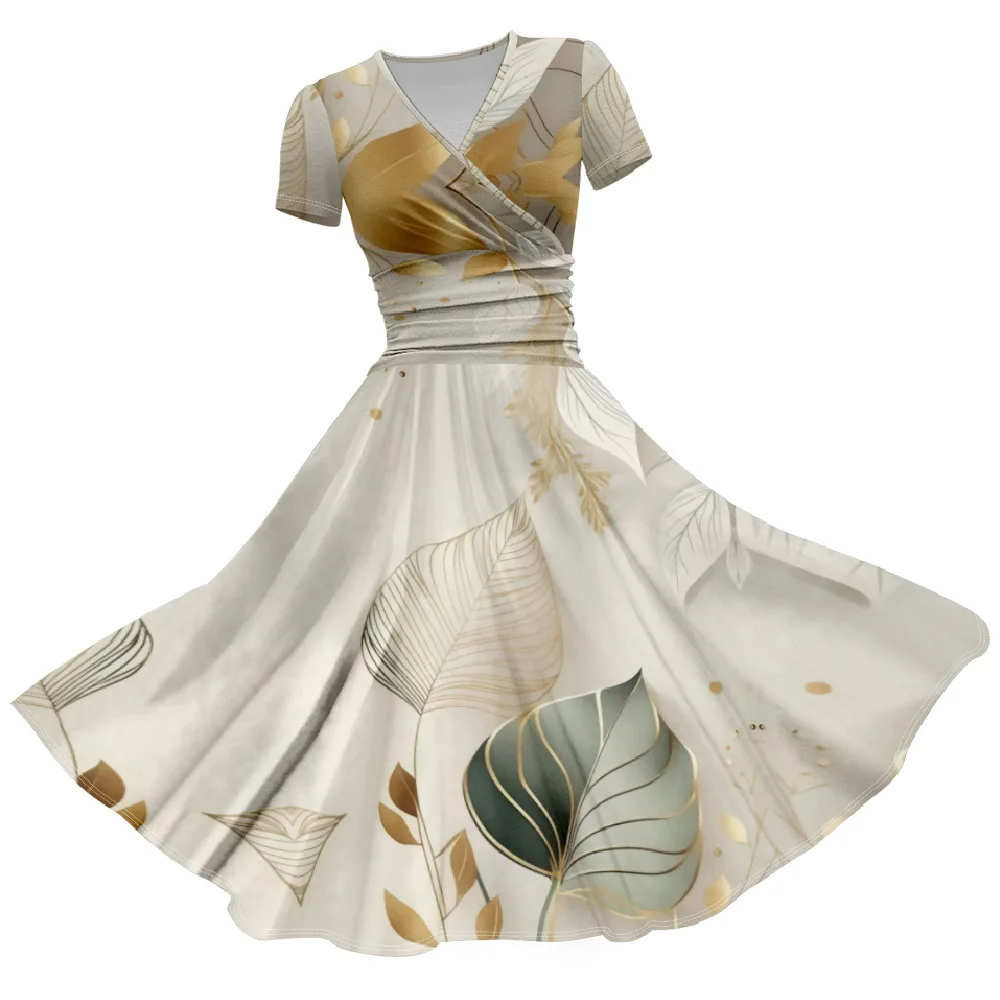 

Модные летние платья 2024, Женское Платье макси с растительным принтом, Роскошные вечерние платья, Стильное элегантное платье, платья для девушек