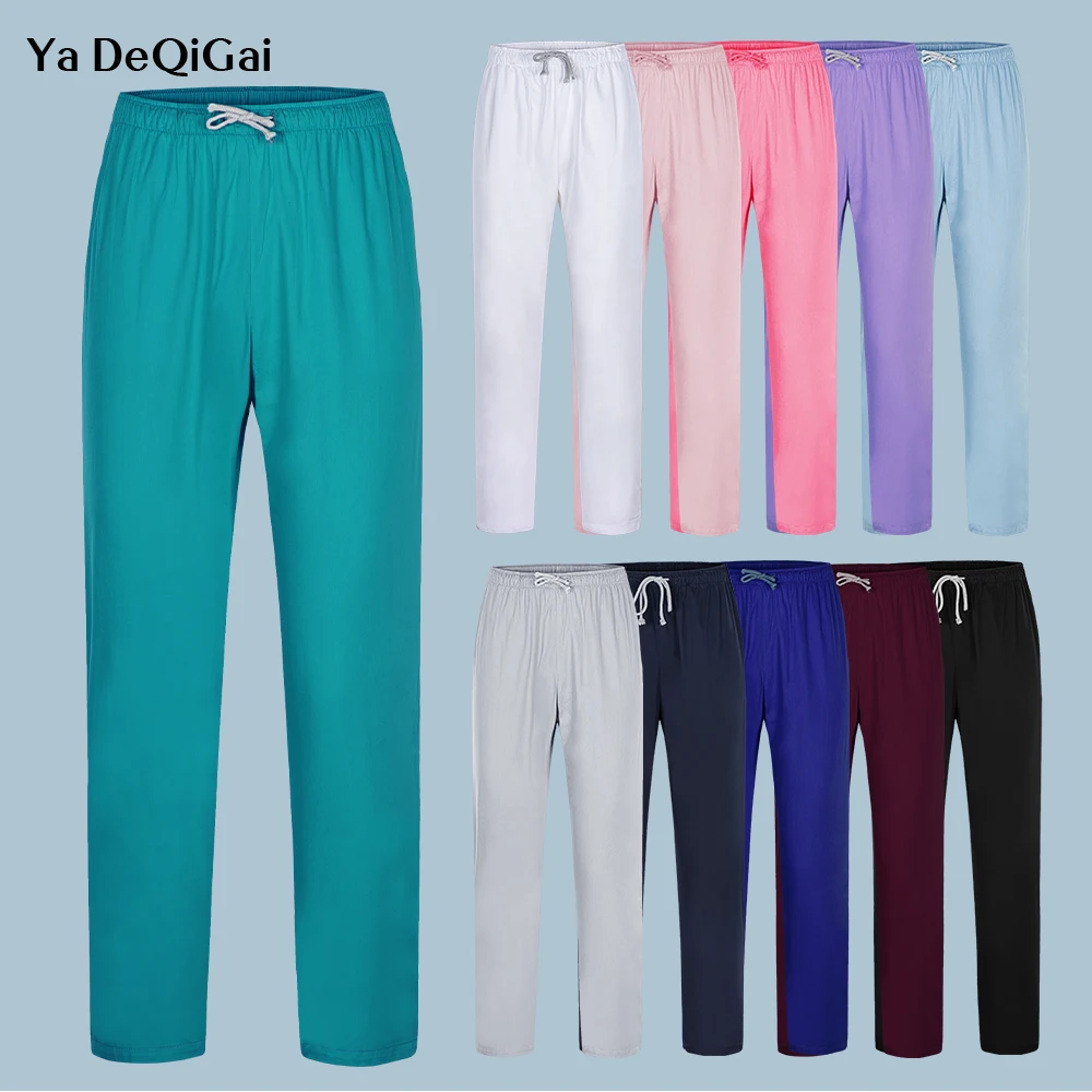 Medical Scrubs Pants Nurse Uniforms Lab Dust proof Work Bottoms Scrubs Women Pants Elastic Waist Nursing medical scrubs