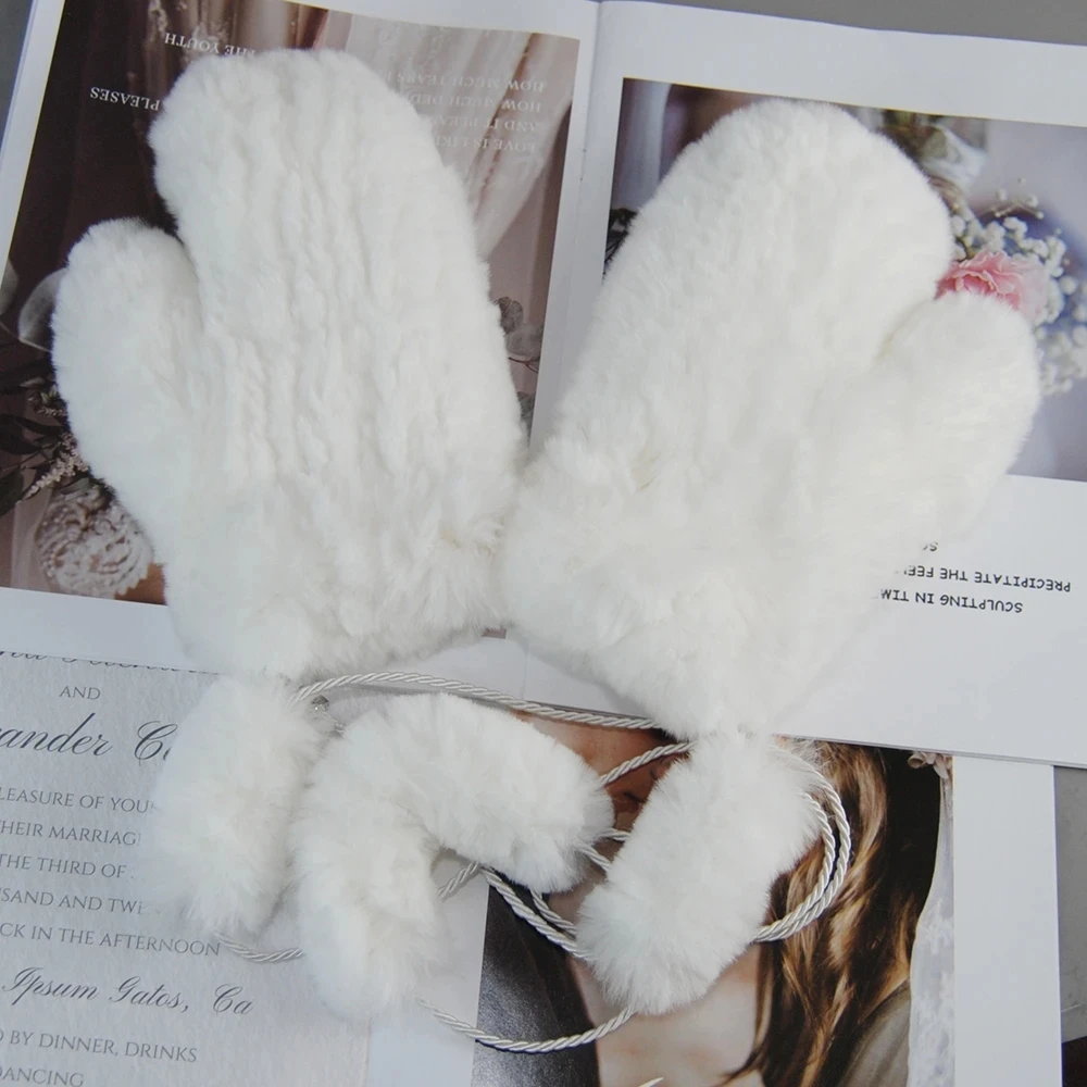 Natural Real Rex Rabbit Fur Gloves Good Elastic Women Winter Knitted Real Rabbit Fur Mittens Outdoor Genuine Gloves women dress gloves