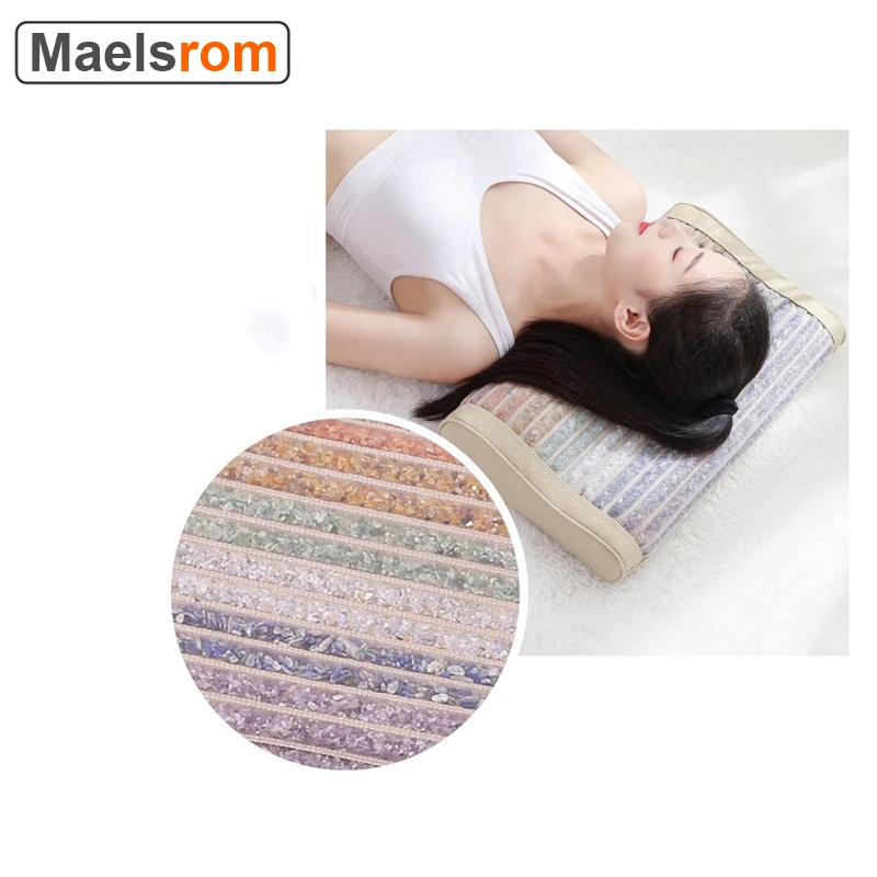 

Premium Amethyst Pillow With Memory Foam Relaxing Head Therapy Negative Ion Pain Relief Chakra Crystal Gemstone