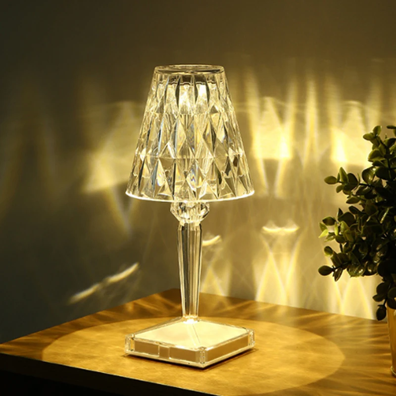 

Diamond Table Lamp Acrylic Decoration Wireless Portable Desk Lamps For Bedroom Bedside Bar Gift LED Night Light