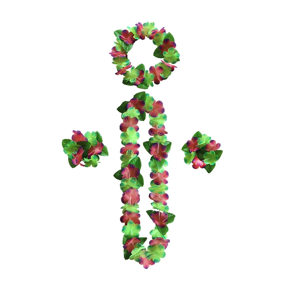 Hawaii Flower Wreath Necklace Hawaiian Party Decoration Artificial Flower Garland Tropical Summer Aloha Beach Wedding Birthday