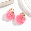 Boucles d'oreilles en forme de fleur acrylique colorée pour femmes et filles, cercles en acier inoxydable, tendance 2025, bijoux cadeaux