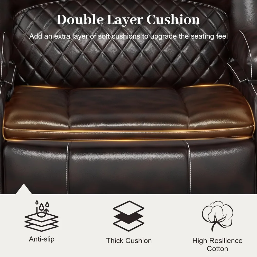 3 seater recliner sofa set with 2-tier cushion, 3+1 pieces in living room, 3 seater reclining couch leather with removable conso
