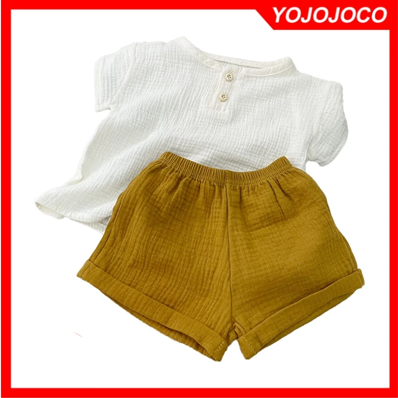 

Baby Clothes Summer Short Sleeve Shorts Set 0-5 Year Boy Solid Color Cotton Linen Clothing Girl Clothing Baby Casual 2 Piece Set
