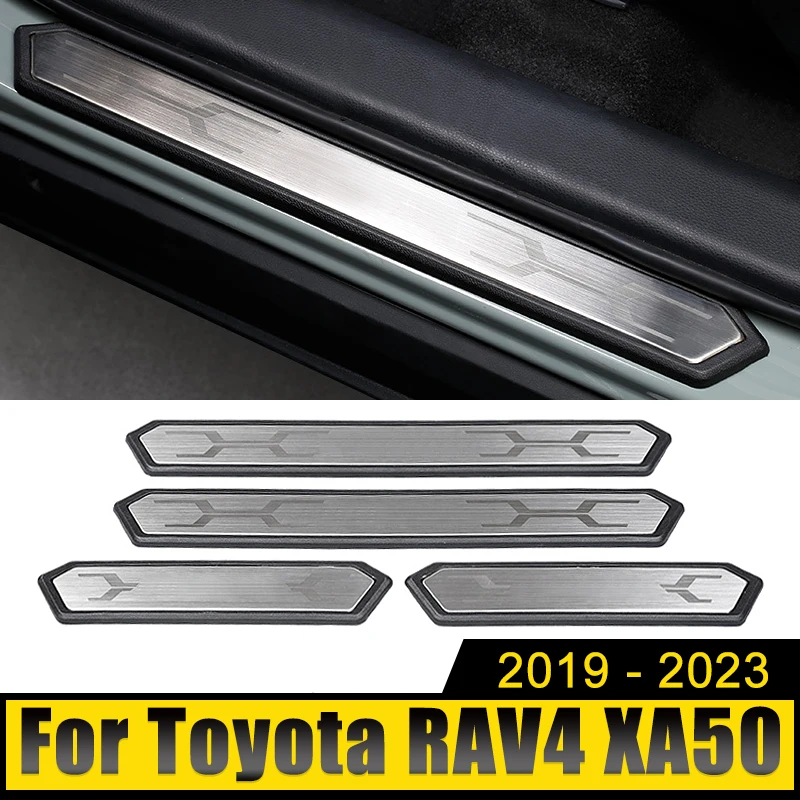 

ABS Car Threshold Door Sill Decoration Strip Welcome Pedals Cover Pad For Toyota RAV4 2019 2020 2021 2022 2023 RAV 4 XA50 Hybrid