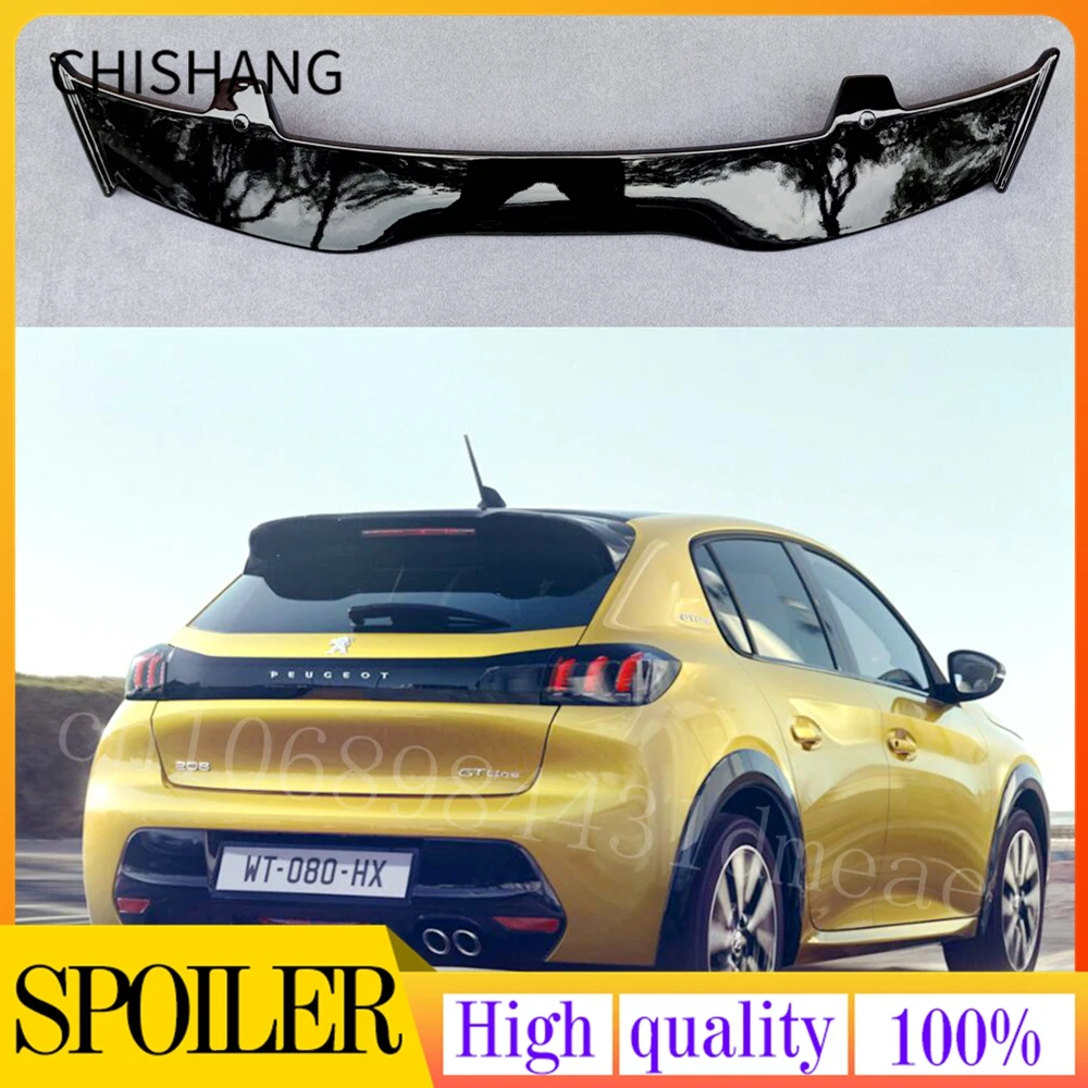 Plastica Abs Di Alta Qualità Per Peugeot 208 Spoiler In Fibra Di Carbonio Look Hatchback Roof Rear Wing Body Kit Accessori