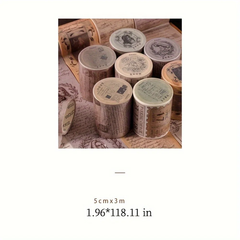 1pc Vintage Washi Tape for Junk Journal Scrapbook 5