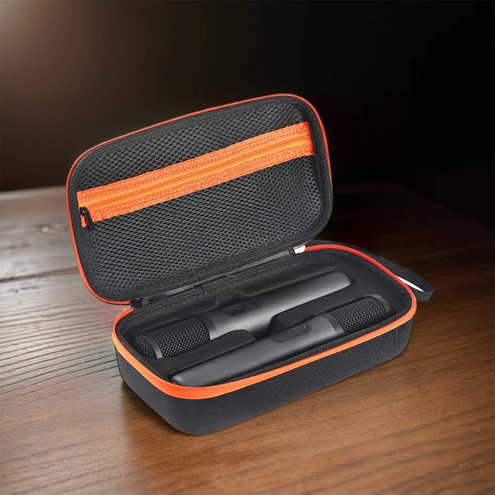 Rechargeable Battery Portable Mic Storage Bag Anti-Scratch Mic Travel Bag 2 Slots Hard Travel Case for JBL PartyBox Wireless Mic