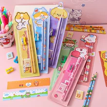 

Cartoon Pencil Set Student Studying Stationery Five-Piece Children's Drawing Sketch Supplies