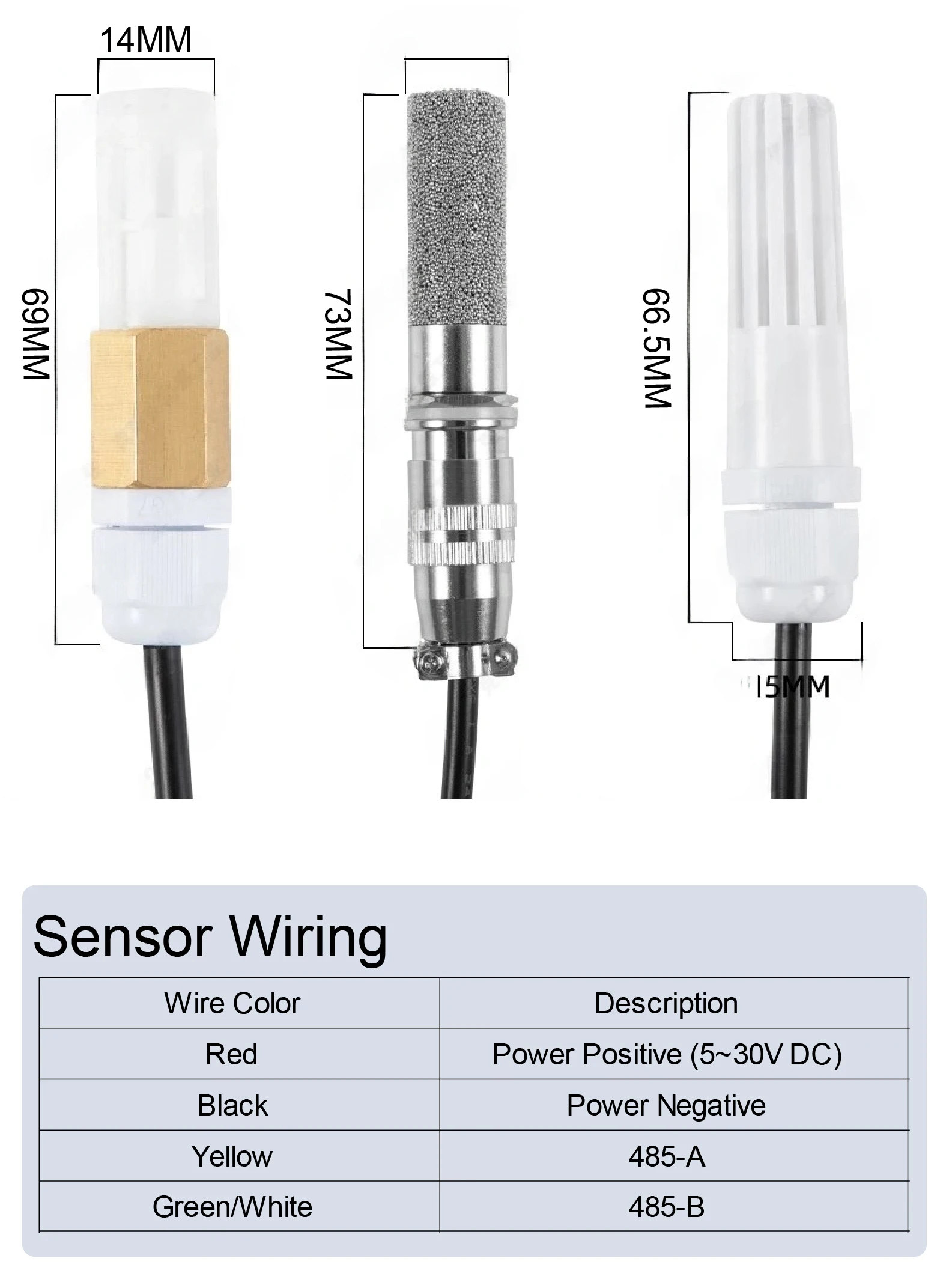 RS485 Temperature Humidity Sensor 0.5m Cable Industrial Waterproof High Precisio
