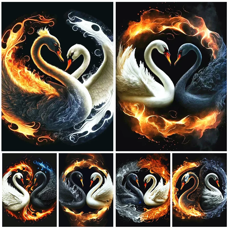 

Diamond Mosaic Animal Drill Rhinestones Cross Stitch Diamond Painting Swan Full Square Embroidery Home Decor