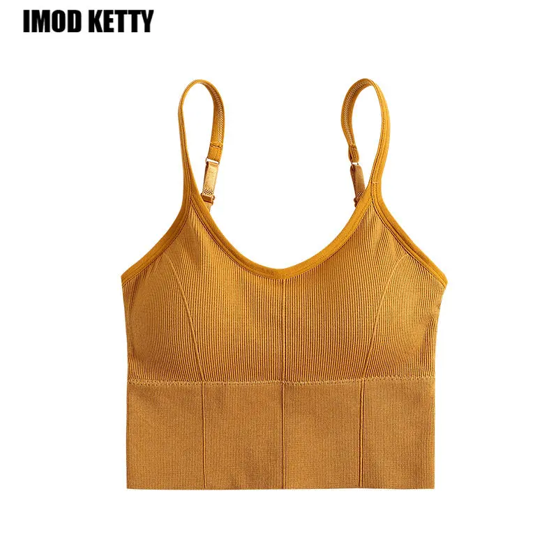

Sports Bra Female Brassiere Tops With Built in Bras 2023 New Ladies Tube Tops Sexy Crop Top Knitted Underwear Backless Camisoles