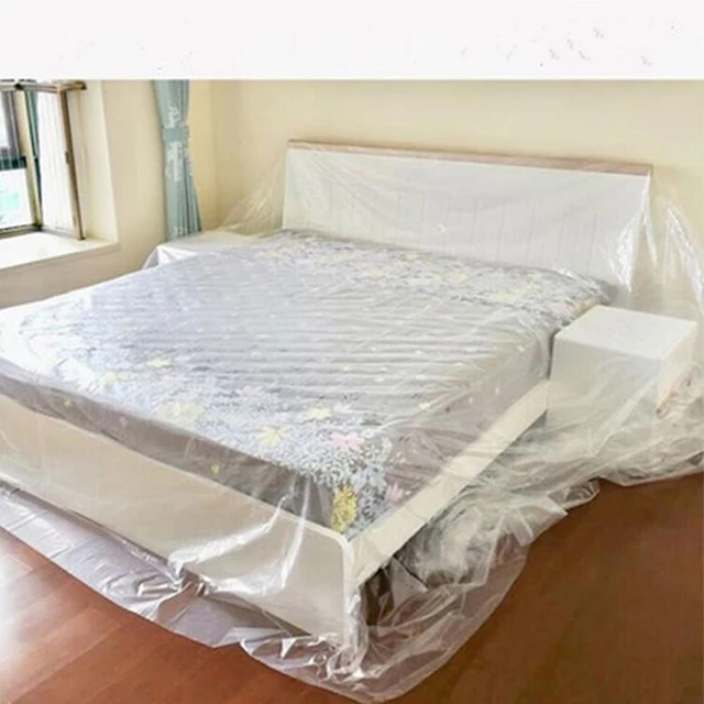 Cubierta antipolvo desechable para muebles, Protector de tela antipolvo con  cinta de plástico, para el hogar, cama, sofá, armario - AliExpress