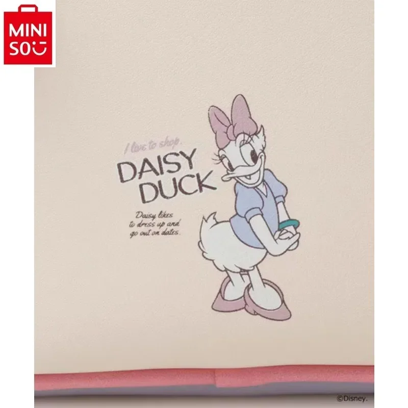 MINISO Disney Mickey Daisy High Quality PU Printed Women's Fashion Luxury Brand Large Capacity Storage Backpack