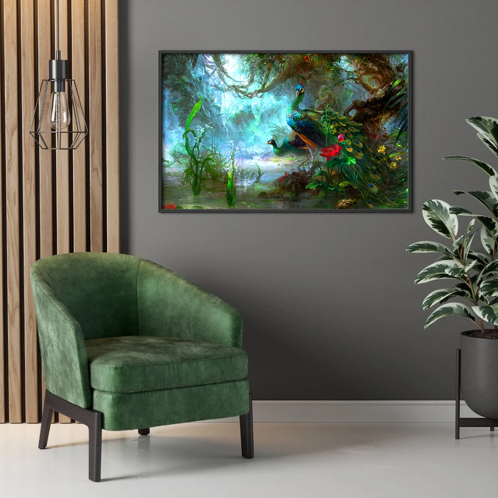 

Elegant Peacock Poster Light Luxury Wall Art Print Canvas Paintings Animal Landscape Pictures for Living Room Home Decor Cuadros