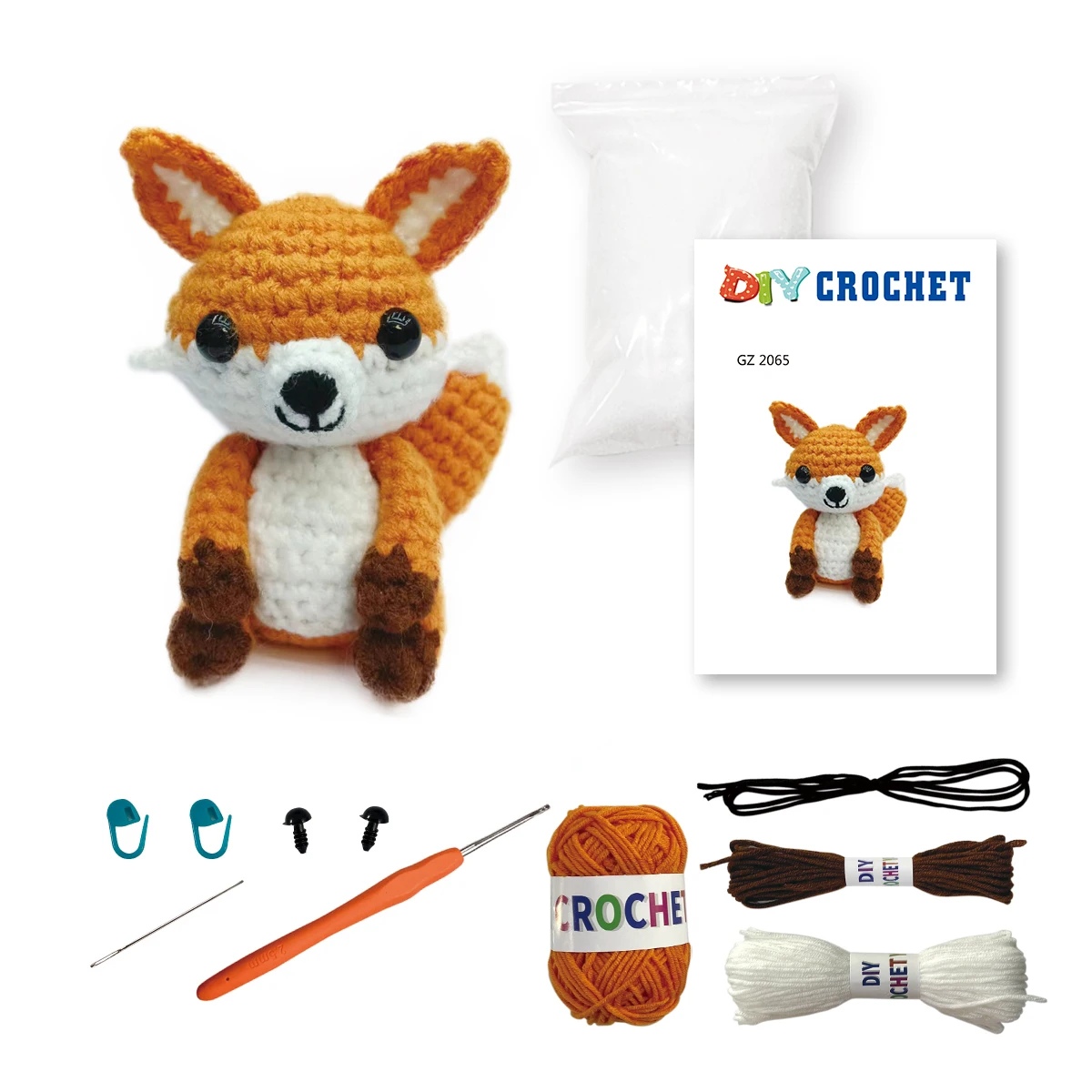 Description Picture 6 of itemHand Crochet DIY Animal Kit For Beginners Knitting Yarn Thread Needles Hooks Knit Tool Plush Doll Tool Material Bag Complete Set