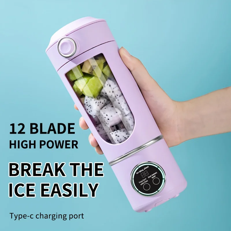 700ML Electric Wireless Digital Display Mixer Portable Juicer Fruit Smoothie Juice Cup Rechargeable Smoothie Juicer 12 Blade 3