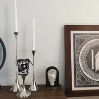 Metal Candle Holder Nordic Modern Luxury Silver Candlestick Wedding Party Candlelight Dinner Living Room Decore Home Ornament 6