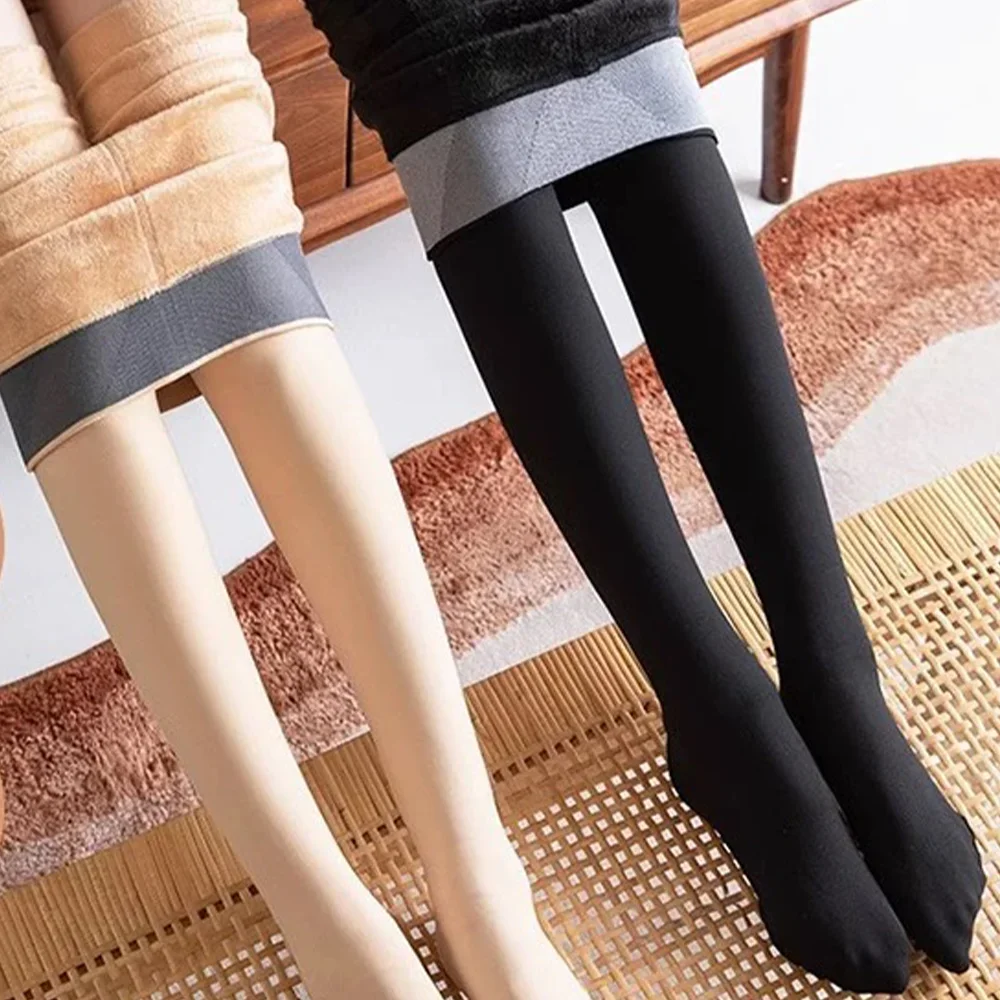 Description Picture 2 of item1/2Pairs Fleece Tights Winter Women Girl Black Thicken Warm Pantyhose Highly Elastic Soft Comfortable Stocking Fashion Accessory