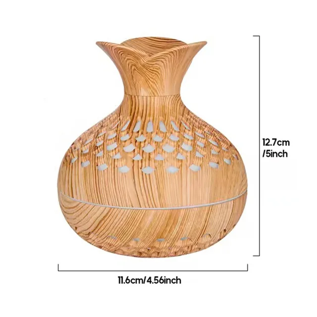 Portable Wood Grain Humidifier 300ml Small Humidifiers Wooden Vase Flower Aroma Diffuser, Quiet Cool Mist Humidification for Car 6
