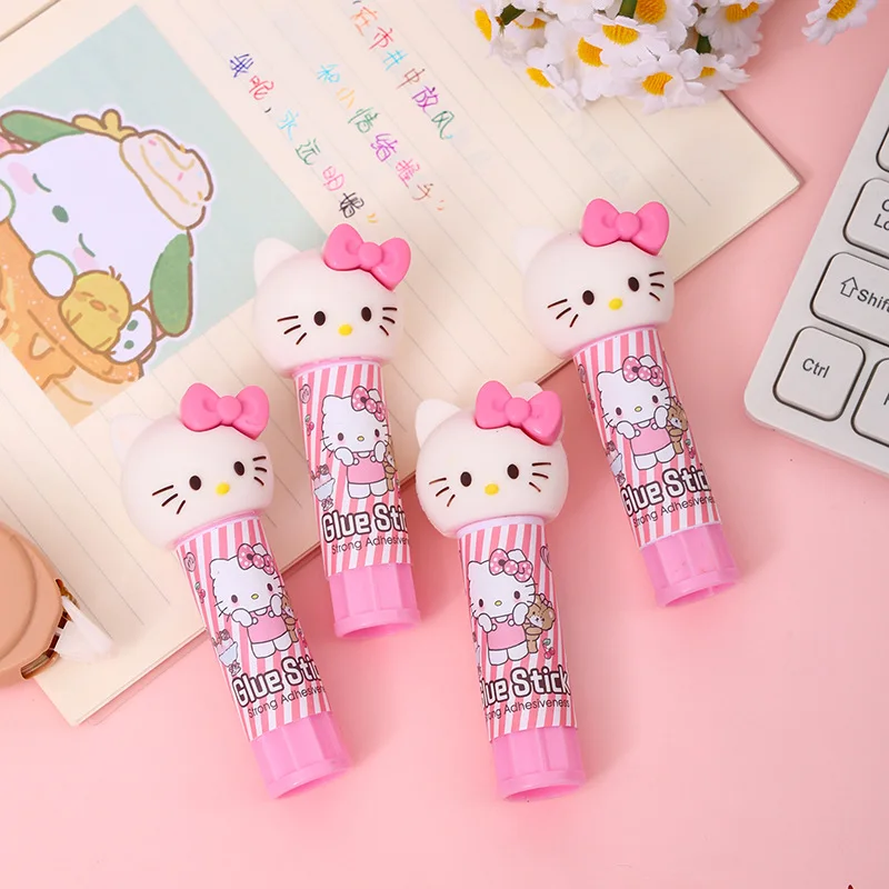 16pcs Sanrio 헬로 키티 솔리드 접착제 스틱 멜로디 Kuromi 학생 빠른 건조 접착제 스틱 학생 학교 용품 사무용품