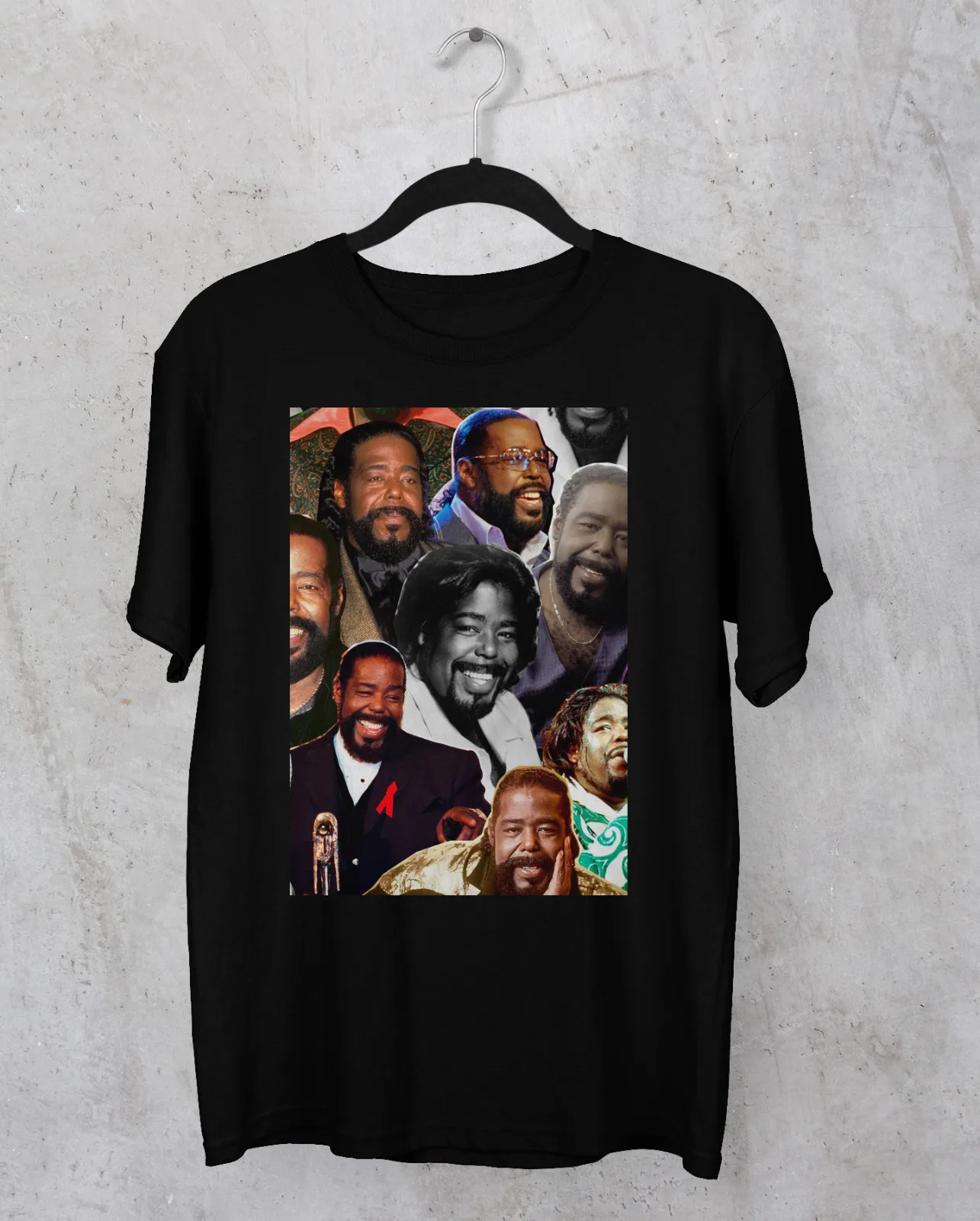 Vtg Barry White Collage T-Shirt Nera Manica Corta Tutte Le Taglie S-5Xl 1 Pt420