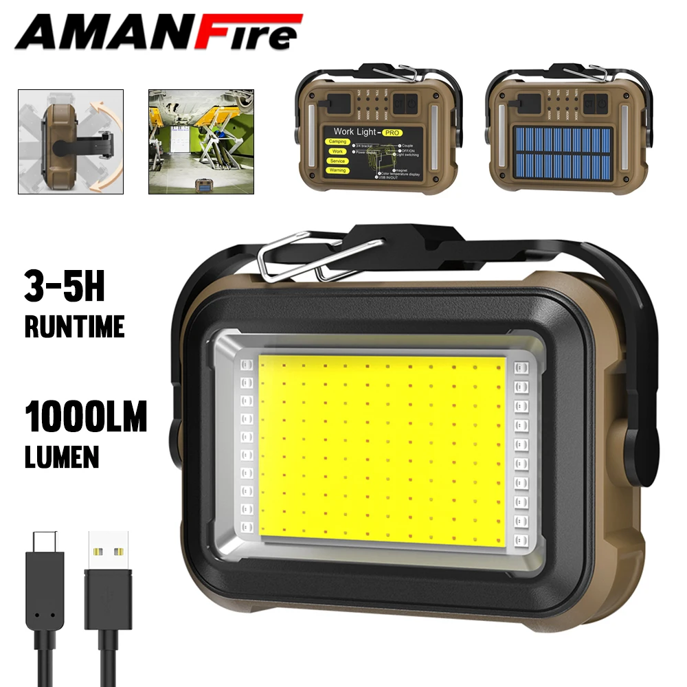 Portable Work Light 1000LM Solar