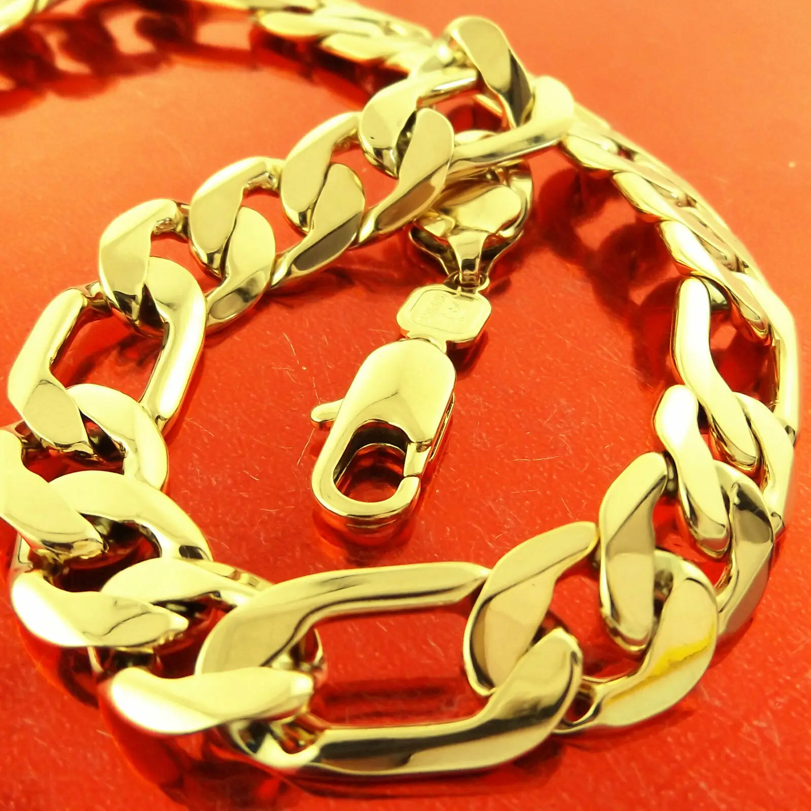 

Necklace Chain Real 18k Yellow Filled Gold Solid Heavy Figaro Link Design 24"