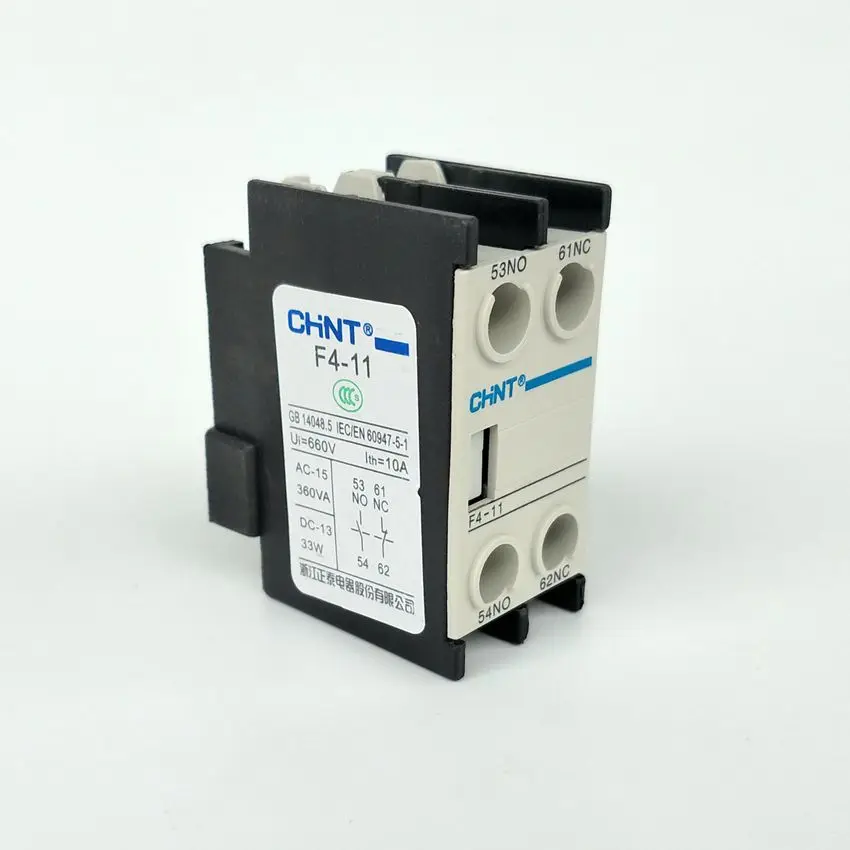 Description Picture 5 of item1pcs CHINT AC Contactor Auxiliary Contact Block F4-02 2NC  F4-20 2NO  F4-11 1NO+1NC  auxiliary contact LA1-DN